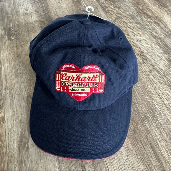 NWT! Carhartt Navy Blue Cap with Red Logo - Picture 1 of 7